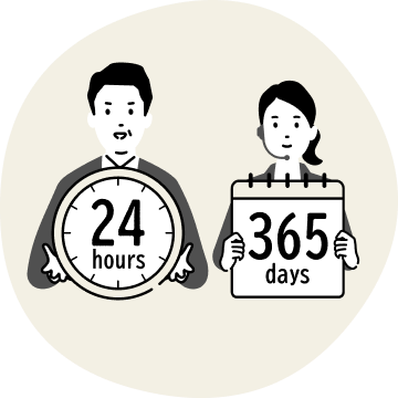 葬儀の口コミは24時間365日全国どこでも対応可能のイラスト